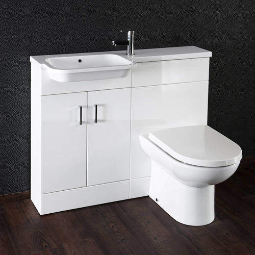 Italia Furniture Ria Combi Pack With Vanity, BTW Unit & Basin (LH, Gloss White).