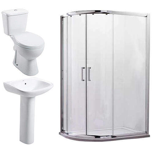 Oxford En Suite Bathroom Pack With Offset Enclosure 1000x800mm (LH, 6mm).