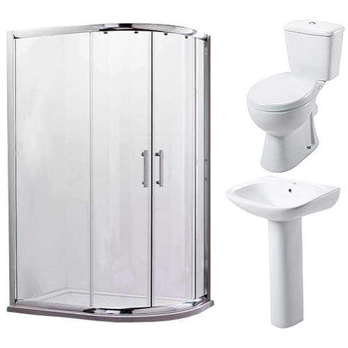 Oxford En Suite Bathroom Pack With 900x760mm Offset Enclosure (RH, 6mm).