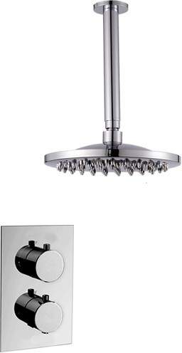Hydra Showers Twin Thermostatic Shower Valve, Ceiling Arm & Round Head.
