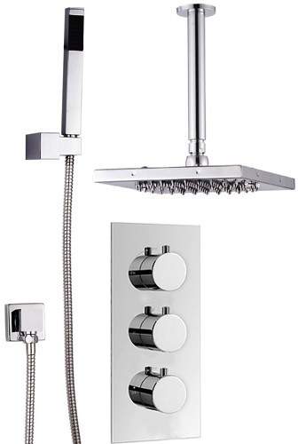 Hydra Showers Triple Thermostatic Shower Set, Handset & Square Head.