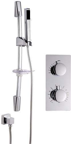 Hydra Showers Twin Thermostatic Shower Valve, Slide Rail & Square Handset.