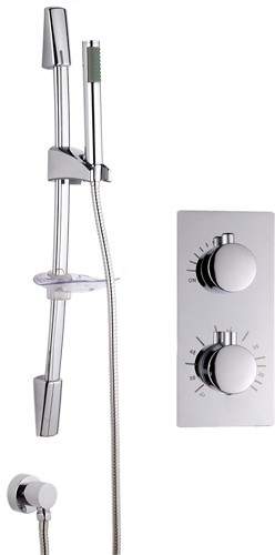 Hydra Showers Twin Thermostatic Shower Valve, Slide Rail & Round Handset.