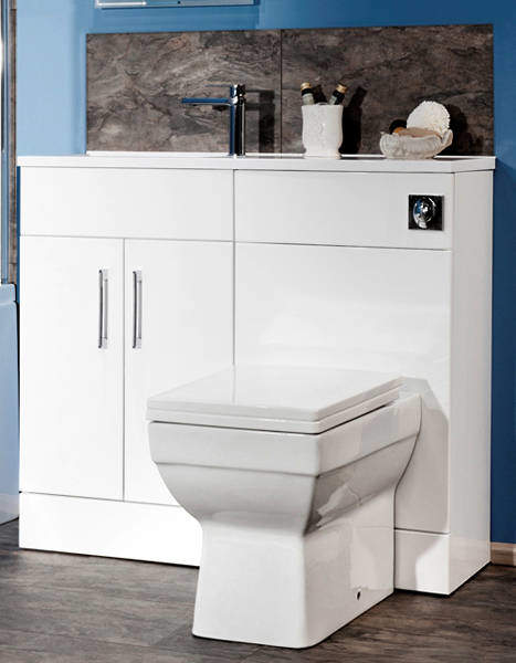 Italia Furniture Slimline Pack With White Vanity, BTW Unit & Basin (LH).