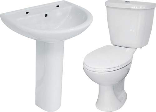 Hydra 4 Piece Bathroom Suite With Toilet & Basin (2 Tap Hole).