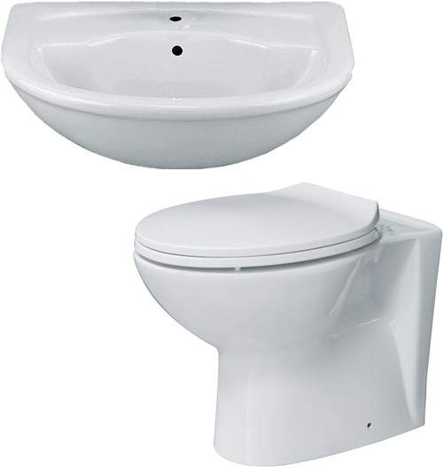 Hydra 2 Piece Bathroom Suite With Back To Wall Toilet & Semi Recess Basin.