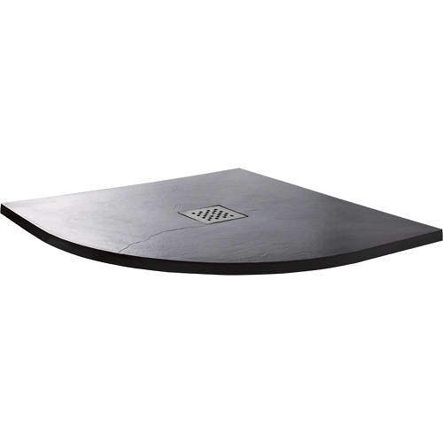 Slate Trays Quadrant Shower Tray With Waste 900x900mm (Anthracite).