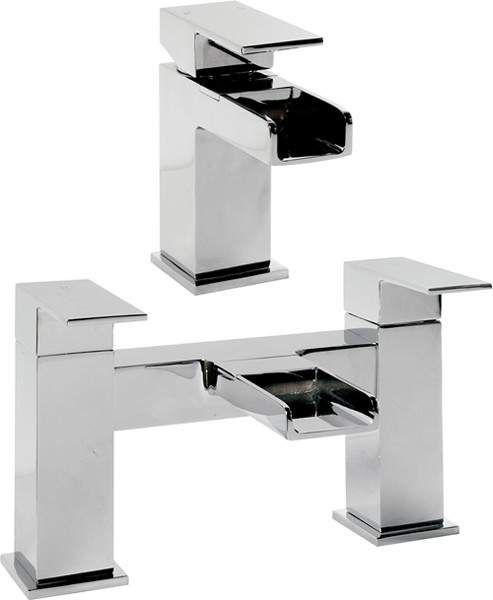 Hydra Waterfall Waterfall basin & Bath Filler Tap Set (Chrome).