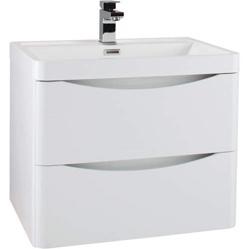 Italia Furniture 600mm Wall Mounted Vanity Unit With Basin (White Ash).