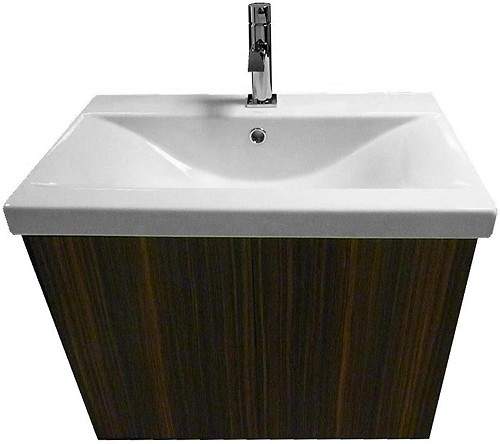 Hydra Wall Hung Vanity Unit With Drawer & Basin (Macasser), 600x390mm.