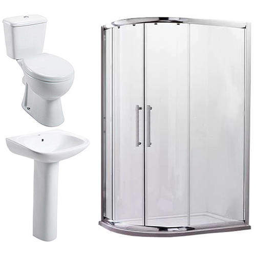 Oxford En Suite Bathroom Pack With 1000x800mm Offset Enclosure (LH, 8mm).