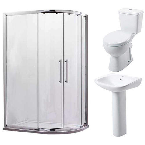 Oxford En Suite Bathroom Pack With 1000x800mm Offset Enclosure (RH, 8mm).