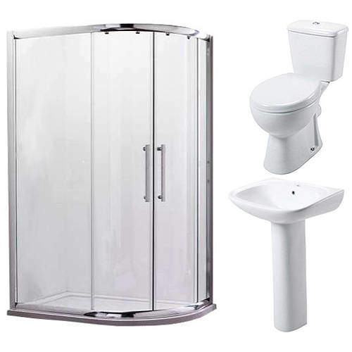 Oxford En Suite Bathroom Pack With 1200x900mm Offset Enclosure (RH, 8mm).