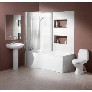 Hydra Complete Shower Bath Suite With 2 Screens. (Left Hand). 1500x750mm.