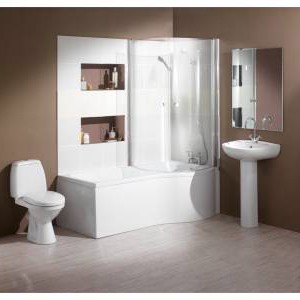 Hydra Complete Shower Bath Suite With 2 Screens. (Right Hand). 1500x750mm.