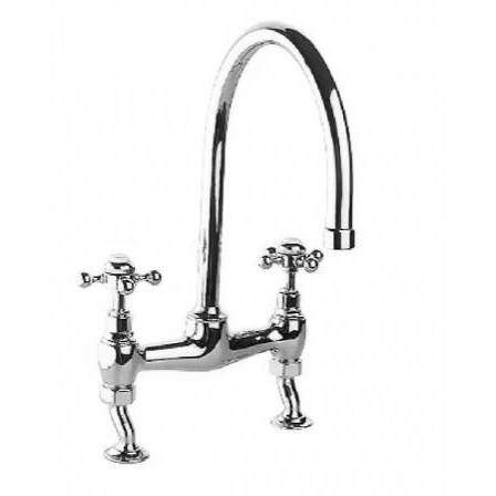 JTP Kitchen Vintage Bridge Kitchen Tap With Crosshead Handles.