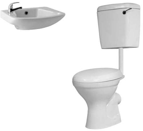 Hydra Alpha Low Level Suite With Toilet Pan. Cistern & 1 Hole Basin.