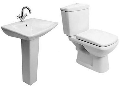Hydra Elizabeth Suite With Toilet Pan. Cistern, Seat, Basin & Pedestal.