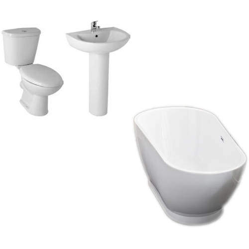 Hydra Esposito 2 Bathroom Suite With 1700x810mm Freestanding Bath.