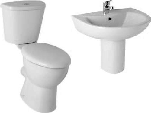 Hydra G2 Suite With Tall Toilet Pan. Cistern, Seat, Basin & Semi Pedestal.