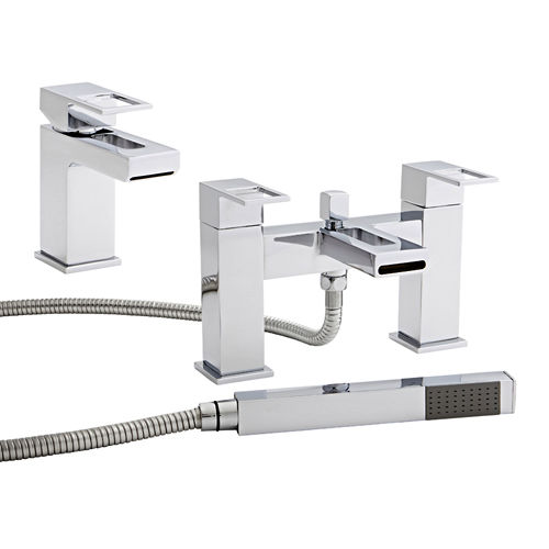 Kartell Kourt Basin & Bath Shower Mixer Tap Pack (Chrome).