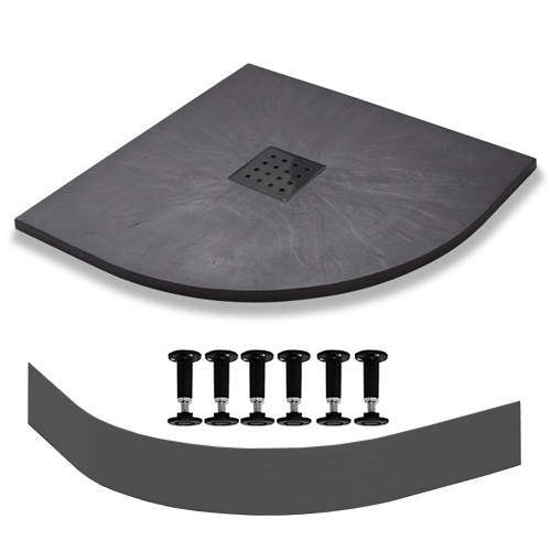 Slate Trays Quadrant Easy Plumb Shower Tray & Waste 800mm (Graphite).