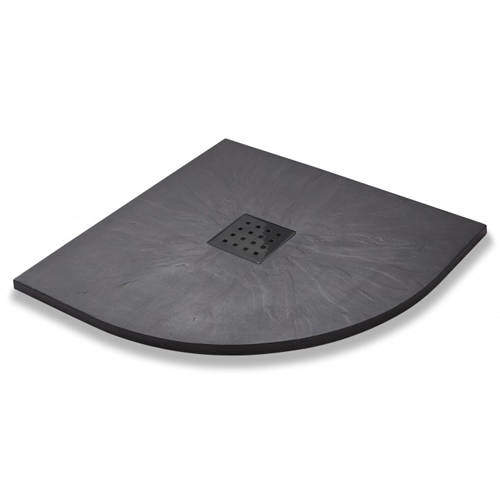 Slate Trays Quadrant Shower Tray & Graphite Waste 800mm (Graphite).