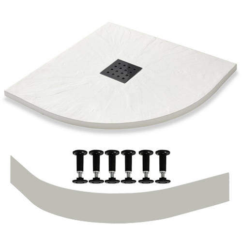 Slate Trays Quadrant Easy Plumb Shower Tray & Waste 800mm (White).