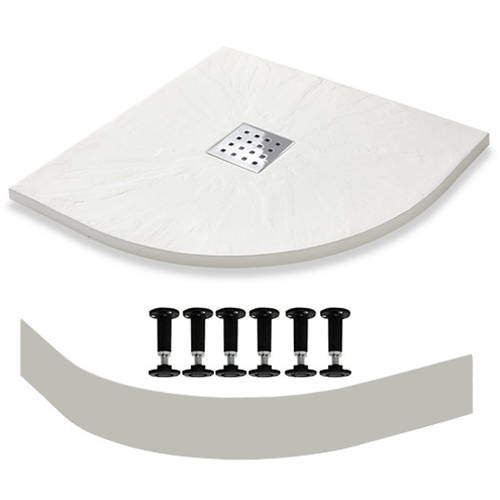 Slate Trays Quadrant Easy Plumb Shower Tray & Waste 800mm (White).