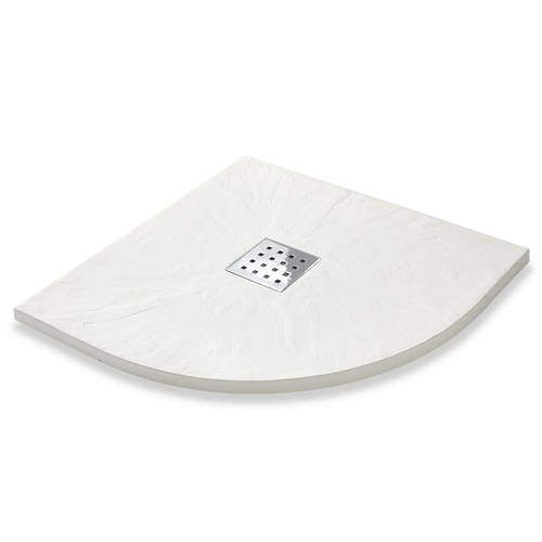 Slate Trays Quadrant Shower Tray & Chrome Waste 800mm (White).