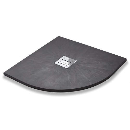 Slate Trays Quadrant Shower Tray & Chrome Waste 900mm (Graphite).