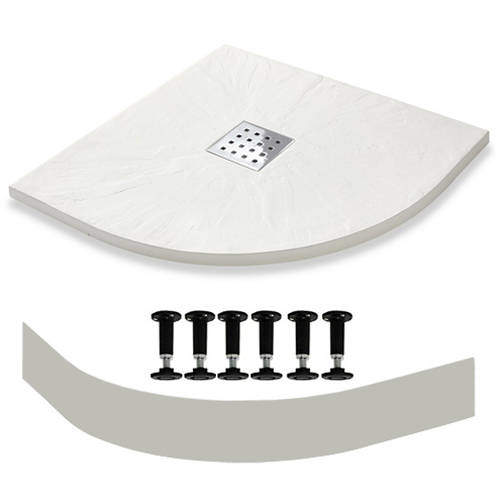 Slate Trays Quadrant Easy Plumb Shower Tray & Waste 900mm (White).