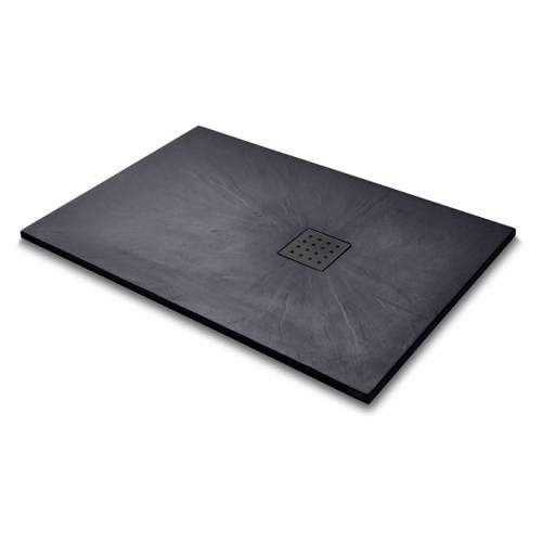Slate Trays Rectangular Shower Tray & Graphite Waste 1200x800 (Black).