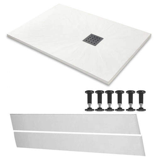 Slate Trays Rectangular Easy Plumb Shower Tray & Waste 1600x800 (White).