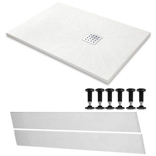 Slate Trays Rectangular Easy Plumb Shower Tray & Waste 1700x900 (White).