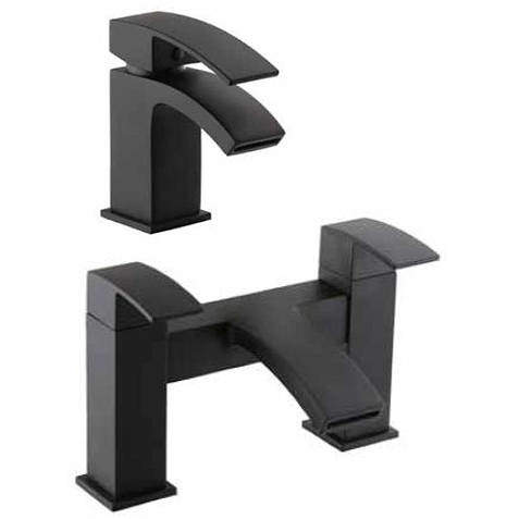 Kartell Nero Basin Mixer & Bath Filler Tap Pack (Matt Black).