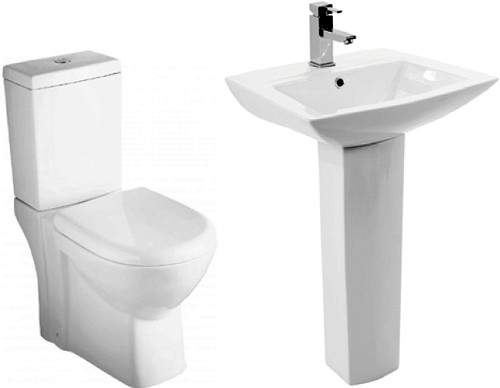Hydra Sorea Suite With Toilet Pan. Cistern, Seat, Basin & Pedestal.