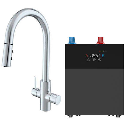Kedl Reach Digital 4 In 1 Boiling Water Kitchen Tap (Chrome, 4.0L).
