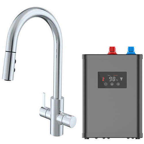 Kedl Reach Digital 4 In 1 Boiling Water Kitchen Tap (Chrome, 2.4L).