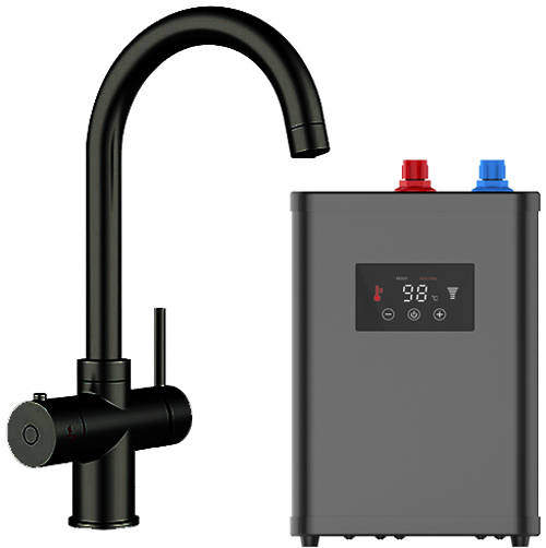 Kedl Tundra Digital 4 In 1 Boiling Water Kitchen Tap (Matt Black, 2.4L).