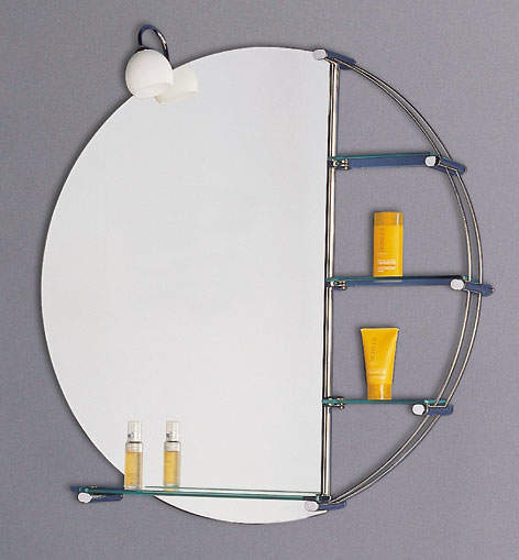 Hudson Reed Bantry illuminated bathroom mirror with shelves.  800x800mm.