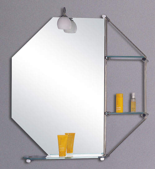 Lucy Edinburgh illuminated bathroom mirror with shelves. 800x800mm.