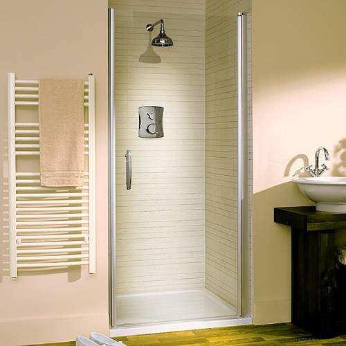 Lakes Italia 700mm Semi-Frameless Pivot Shower Door (Silver).