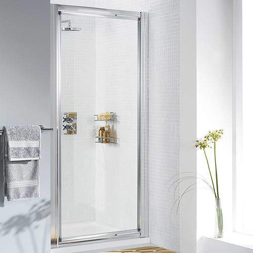 Lakes Classic 900mm Framed Pivot Shower Door (Silver).