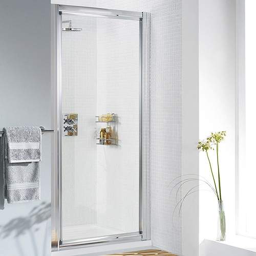 Lakes Classic 1000mm Framed Pivot Shower Door (Silver).