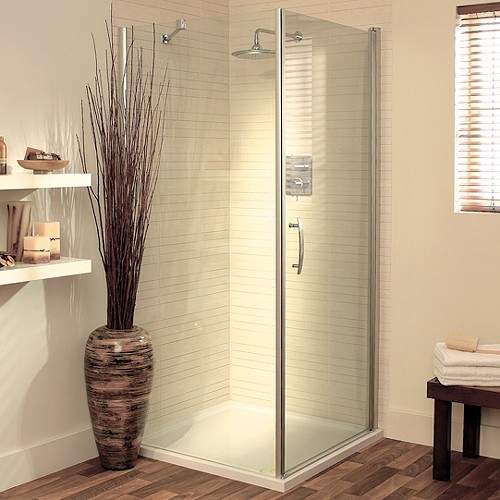 Lakes Italia 1000mm Square Shower Enclosure, Pivot Door & Tray (Silver).