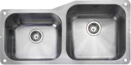 Rangemaster Atlantic Undermount 1.75 Bowl Steel Sink, Left Hand Bowl.