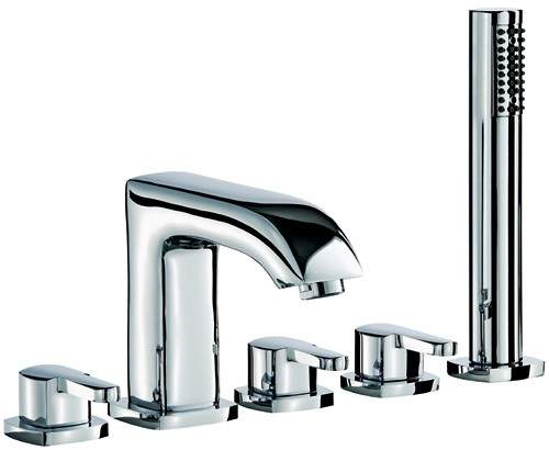 Mayfair Arch 5 Tap Hole Bath Shower Mixer Tap With Shower Kit (Chrome).