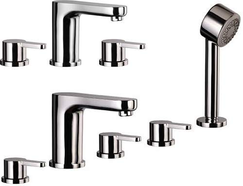 Mayfair Eion 3 Hole Basin & 5 Hole Bath Shower Mixer Tap Set (Chrome).