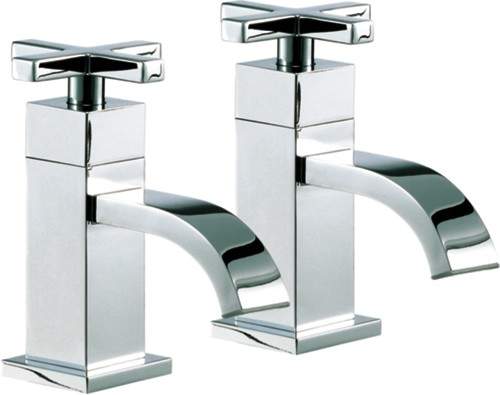 Mayfair Ice Fall Cross Basin Taps (Pair, Chrome).